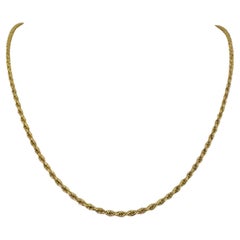 18 Karat Yellow Gold Solid Vintage Rope Chain Necklace 