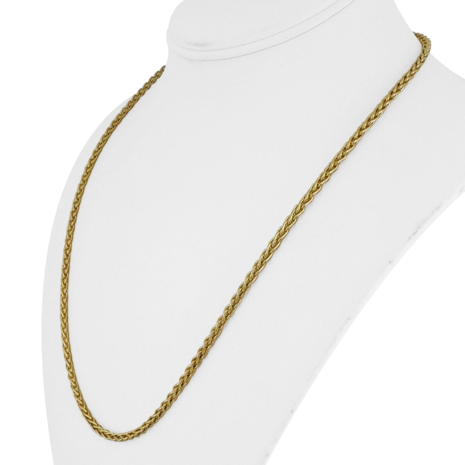 18k Gelbgold 25,5g solide 3,5mm Weizen Link Kette Halskette Italien 21