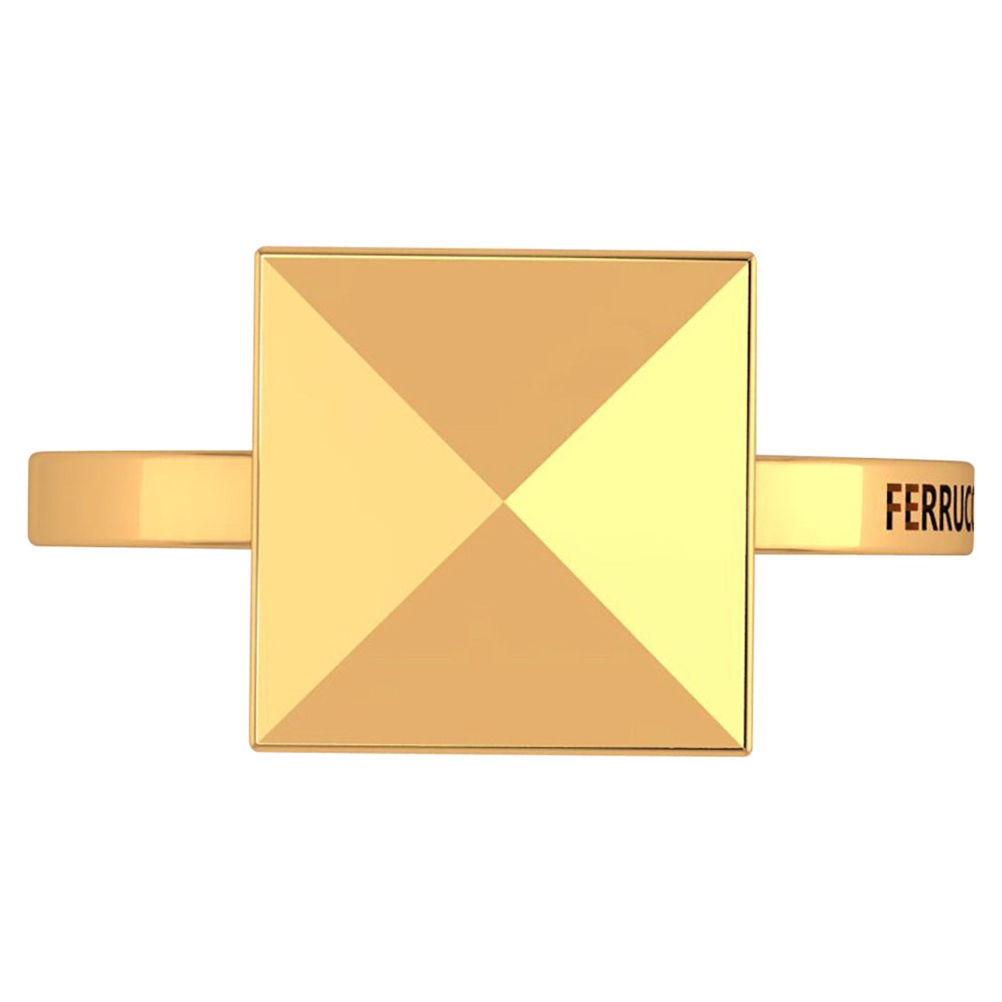 Ferrucci, bague pyramide solitaire en or jaune 18 carats en vente