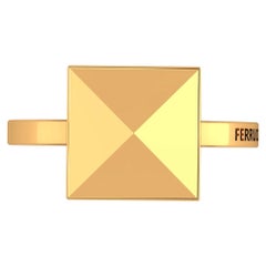 18 Karat Yellow Gold Solitaire Pyramid Ring Ferrucci