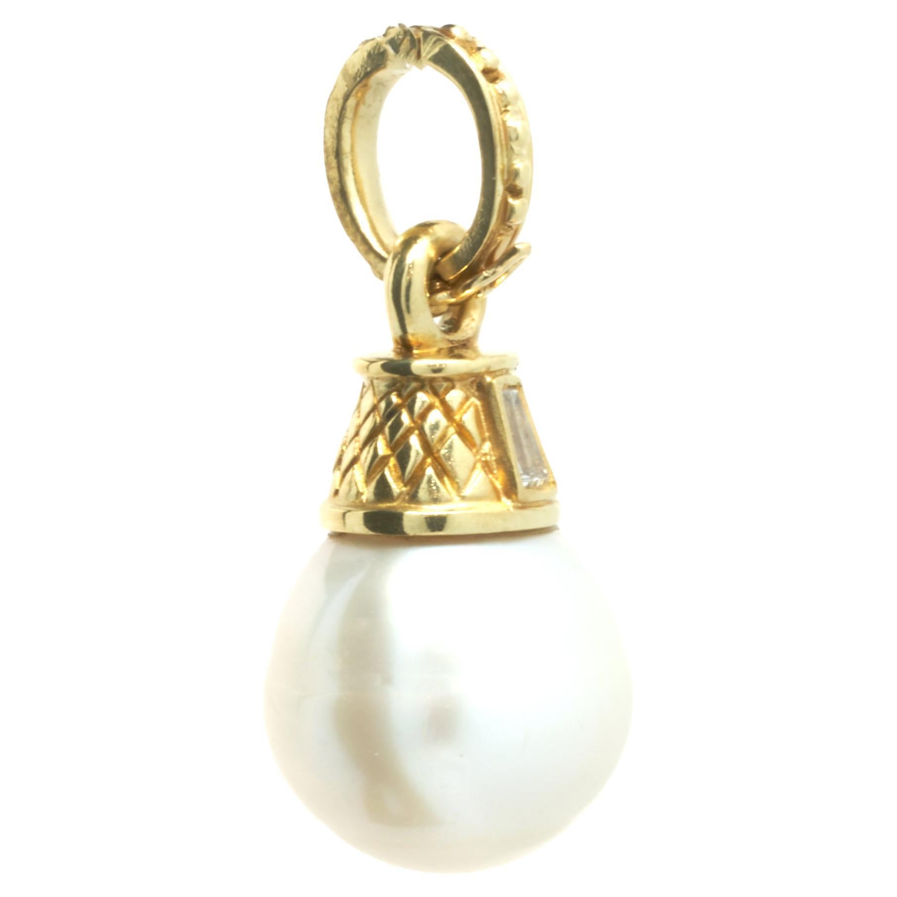 Golden Brown South Sea Pearl Drop Necklace In 18K Yellow Gold - Foto 2