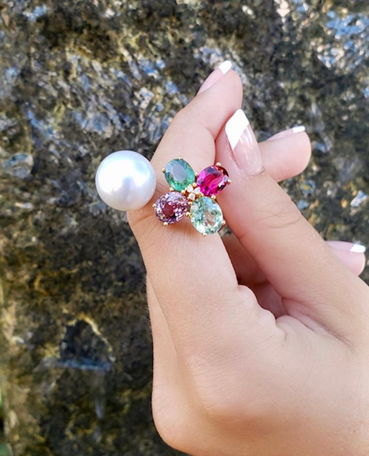 pearl and aquamarine ring