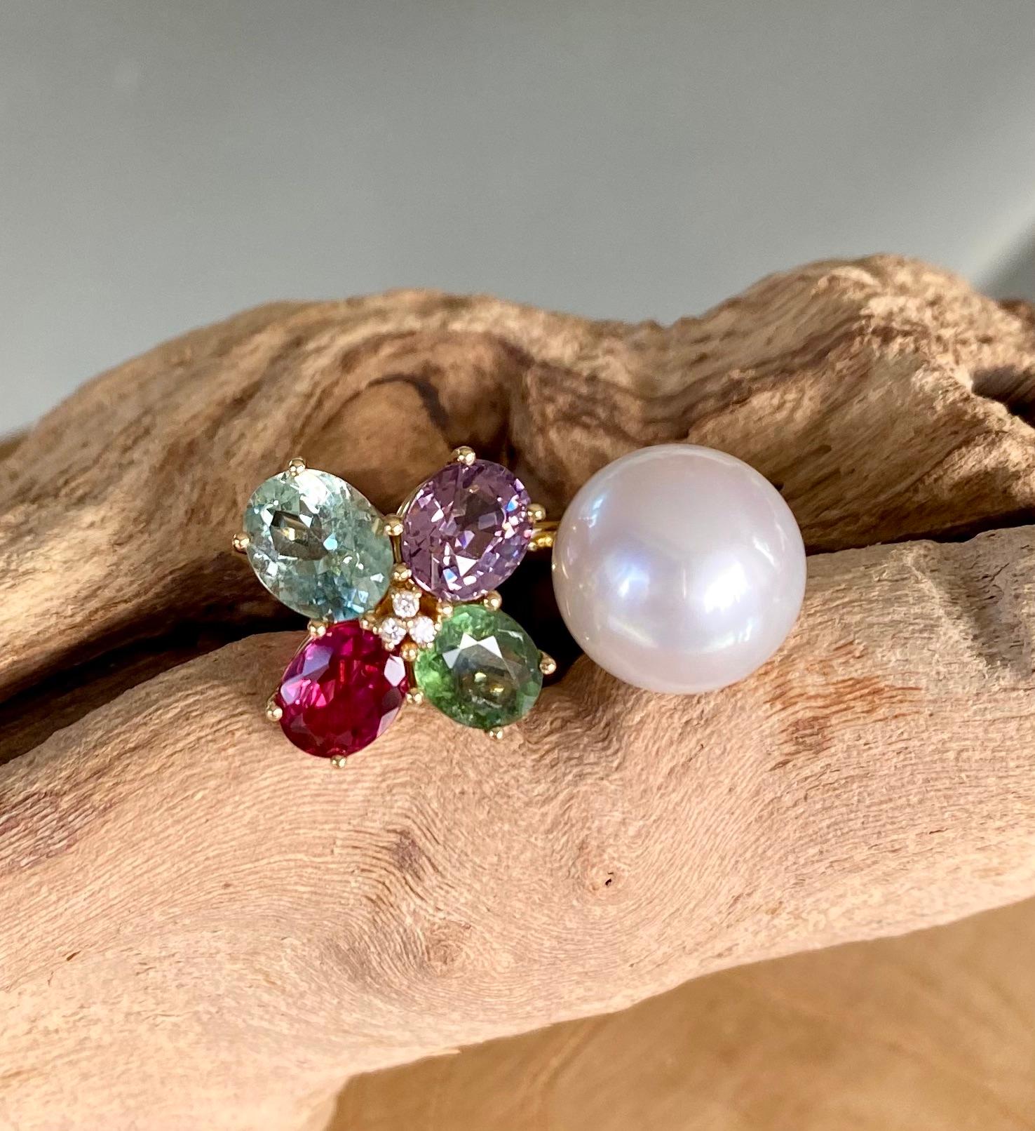 aquamarine and pearl ring