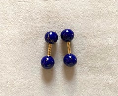 18 Karat Yellow Gold Sphere Lapis Lazuli Cufflinks