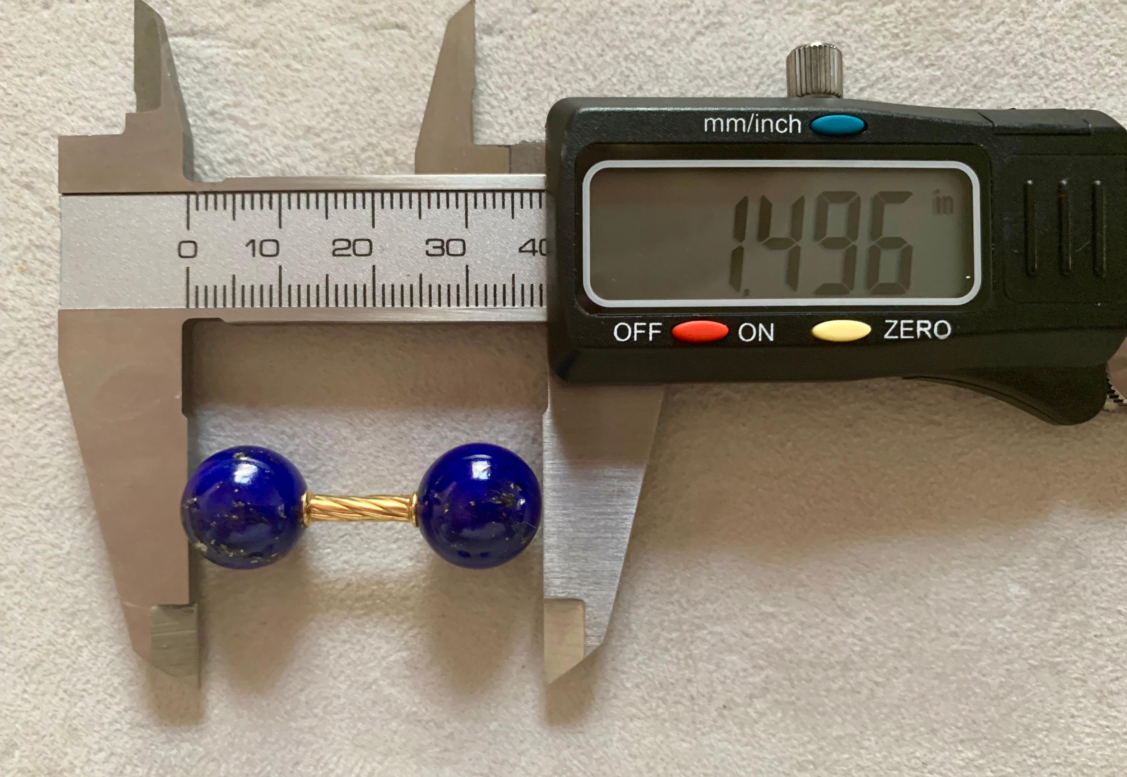18 Karat Yellow Gold Sphere Lapis Lazuli Cufflinks In New Condition For Sale In Milano, IT