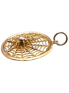 18 Karat Yellow Gold Spider On Web Pendant #24242