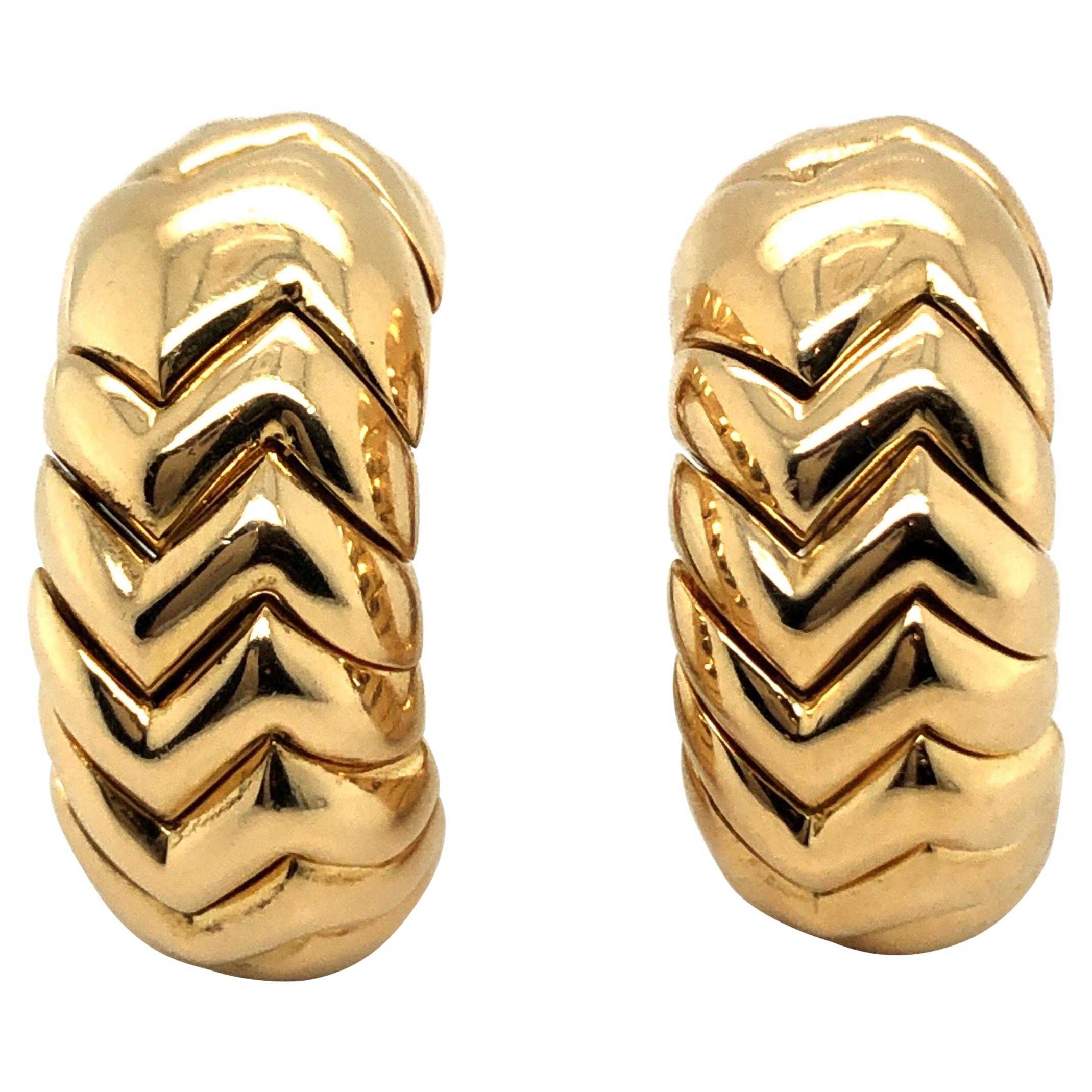 18 Karat Yellow Gold Spiga Earrings by Bvlgari