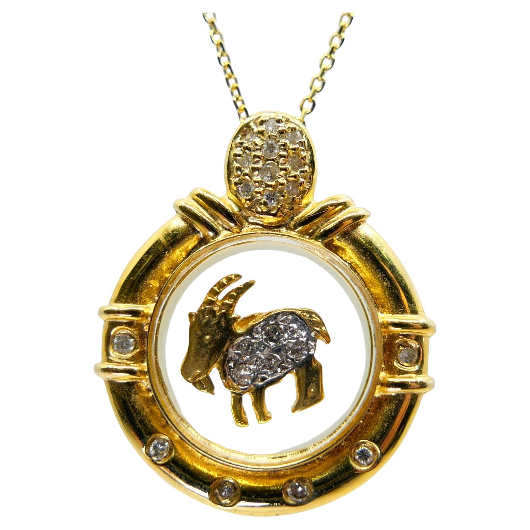 Colgante Oveja Cabra Giratoria de Oro Amarillo de 18 Kilates. El Zodiaco Chino de las Ovejas.