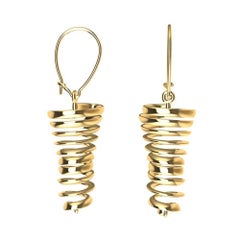 18 Karat Yellow Gold Spiral Dangle Earrings