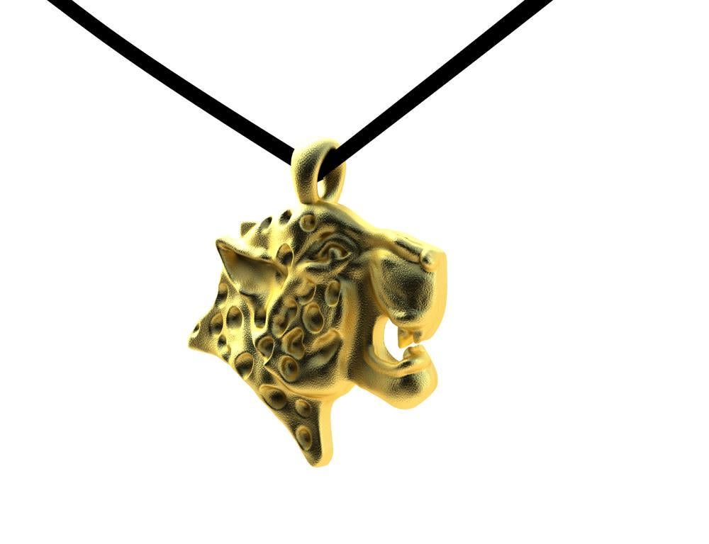 18 Karat Yellow Gold Spotted Leopard on Flat Suede Cord In New Condition For Sale In New York, NY