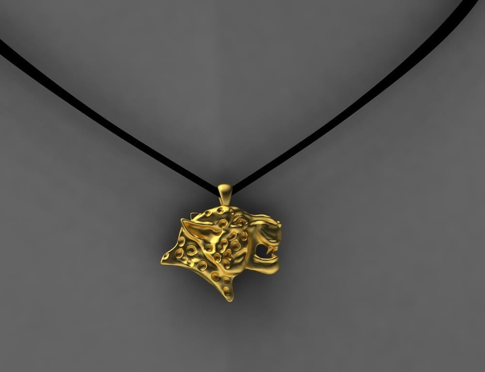 Le léopard tacheté en or jaune 18 carats sur cordon en daim plat Unisexe en vente