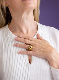 18 Karat Yellow Gold 'Sputnik' Ring by H Stern Set with Semi-Precious Stones