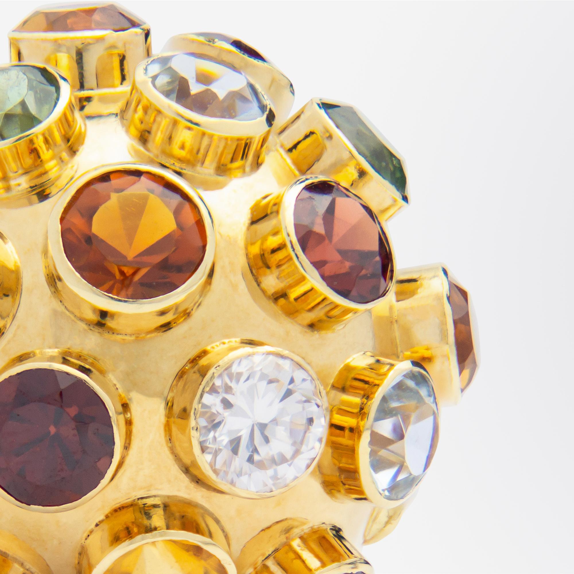 Retro 18 Karat Yellow Gold 'Sputnik' Ring by H Stern Set with Semi-Precious Stones