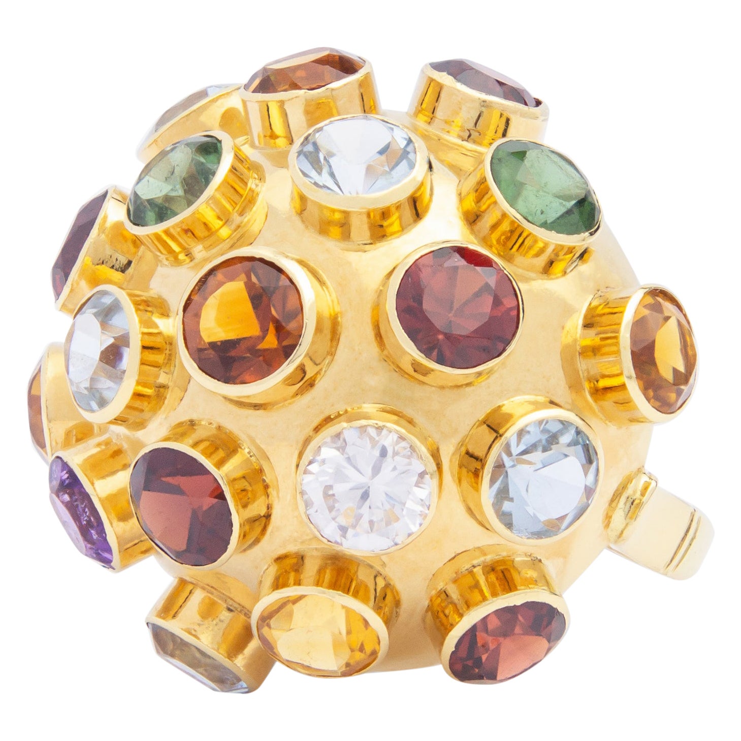 18 Karat Gelbgold „Sputnik“ Ring von H Stern mit Halbedelsteinen besetzt