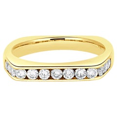 18 Karat Yellow Gold Square Channel Set Diamond Band