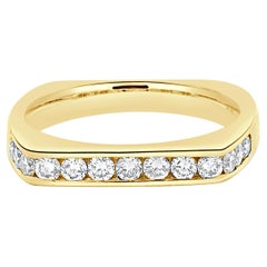 18 Karat Yellow Gold Square Channel Set Diamond Band