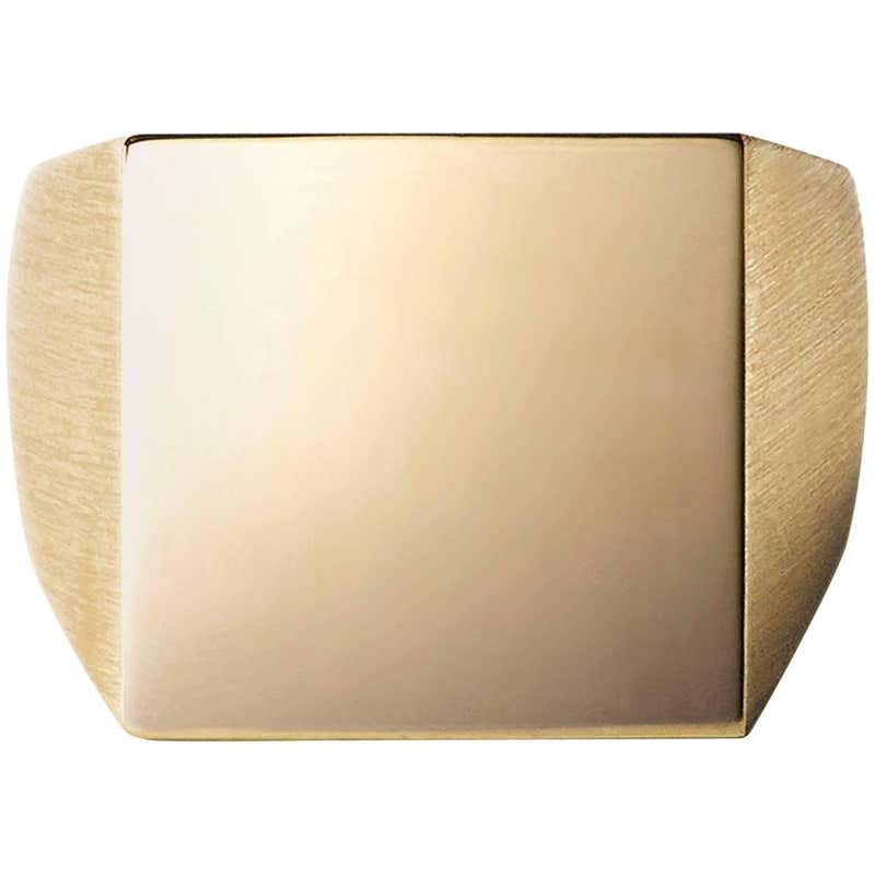18 Karat Yellow Gold Square Signet Ring Large #3~#12 For Sale at ...