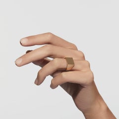 18 Karat Gelbgold Quadratischer Siegelring #21～#28