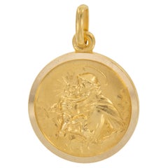 18 Karat Yellow Gold St. Anthony Medal Charm Pendant Made in Italy