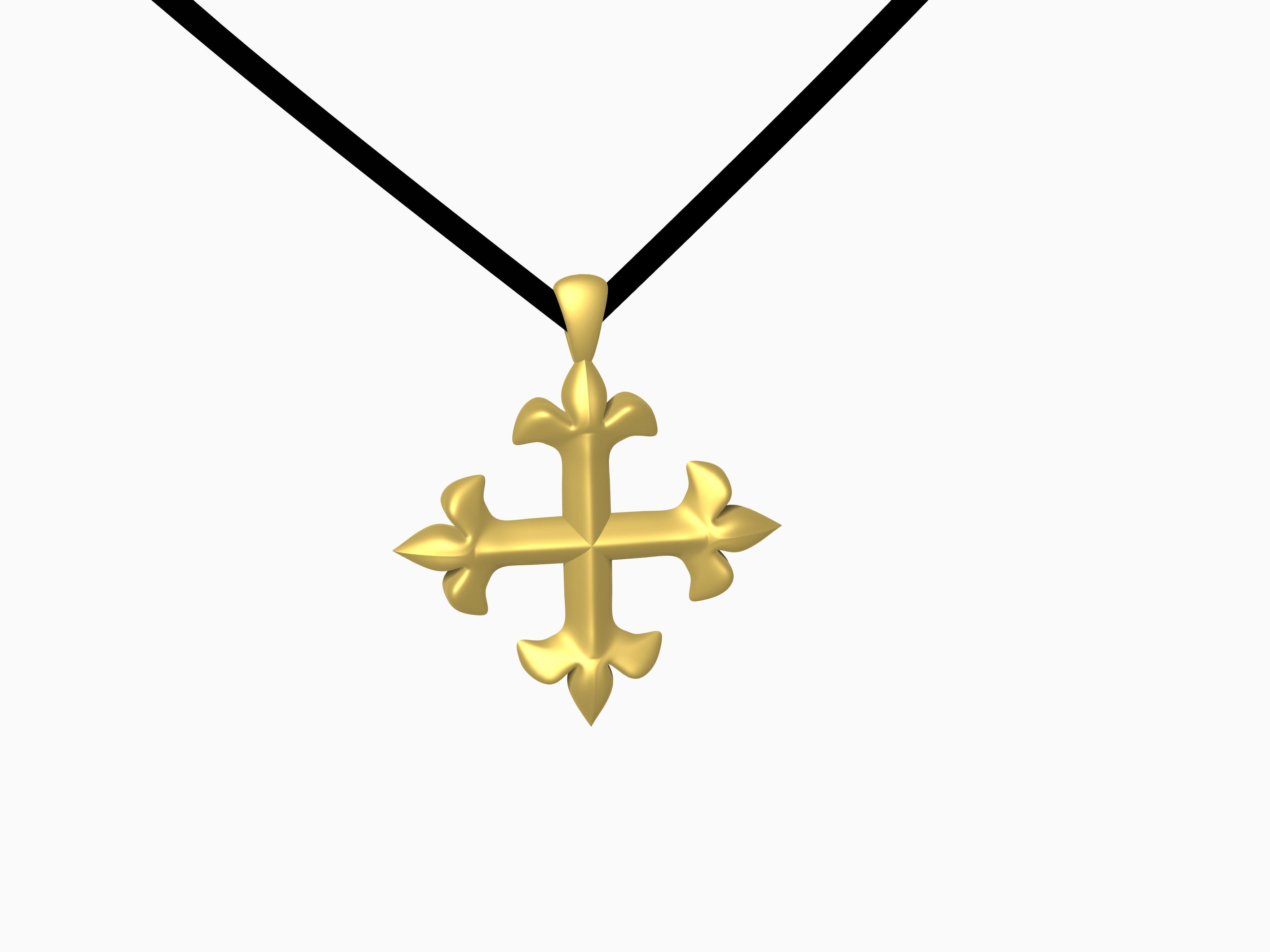  Collier en or jaune 18 carats avec pendentif Fleur-di-Lys de Sainte-Marie, 1