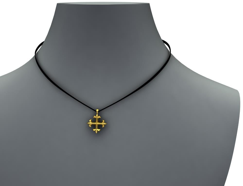 Contemporary 18 Karat Yellow Gold St. Mary's Fleur-de-Lis Pendant Necklace For Sale