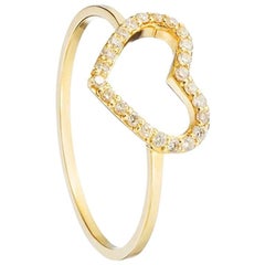 18 Karat Yellow Gold Stapelring 0.01 Carat Love Engagement Heart Ring