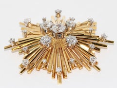 18 Karat Yellow Gold "Star" Brooch, with Diamonds