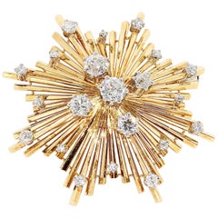 18 Karat Yellow Gold "Star" Brooch, with Diamonds