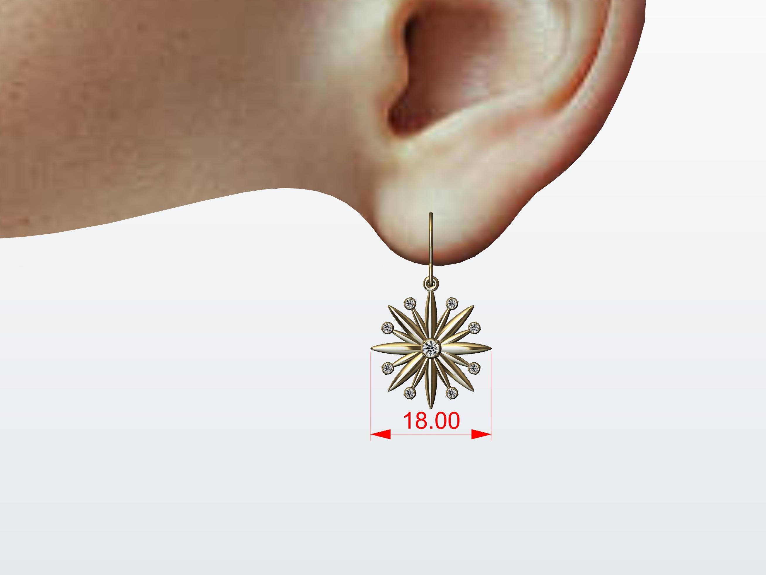 18 Karat Gelbgold Stern-Diamant-Ohrringe im Zustand „Neu“ im Angebot in New York, NY