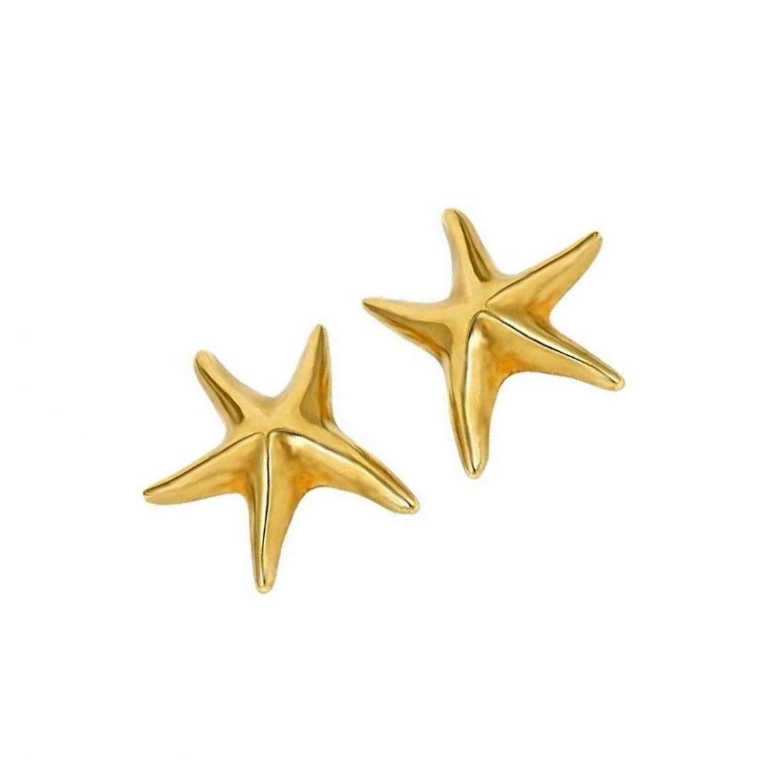 Contemporary 18 Karat Yellow Gold STAR FISH Earrings by John Landrum Bryant For Sale