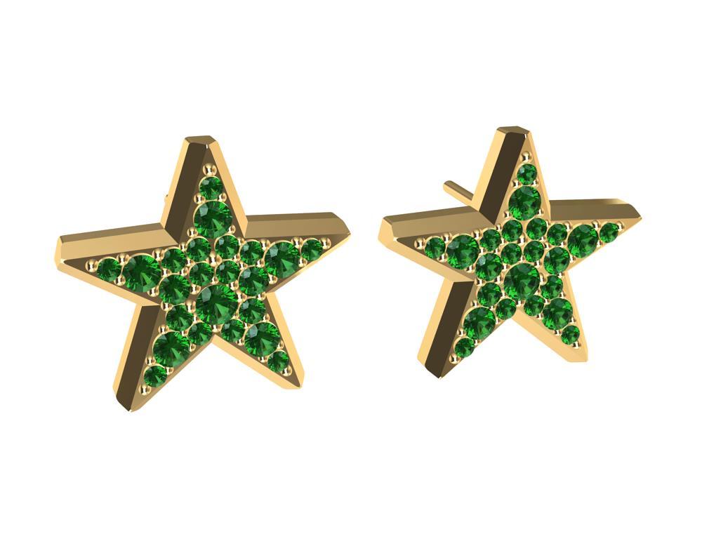 For the Ladies, 18 Karat Yellow Gold  Star Stud Emerald Earrings ,  Now you can catch a falling star and wear them!  This year marks a new era in time for brighter days ahead! Can stars be green? I doubt it , but who cares Here we have them for