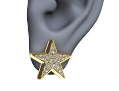 18 Karat Yellow Gold Star Stud Earrings with GIA Diamonds
