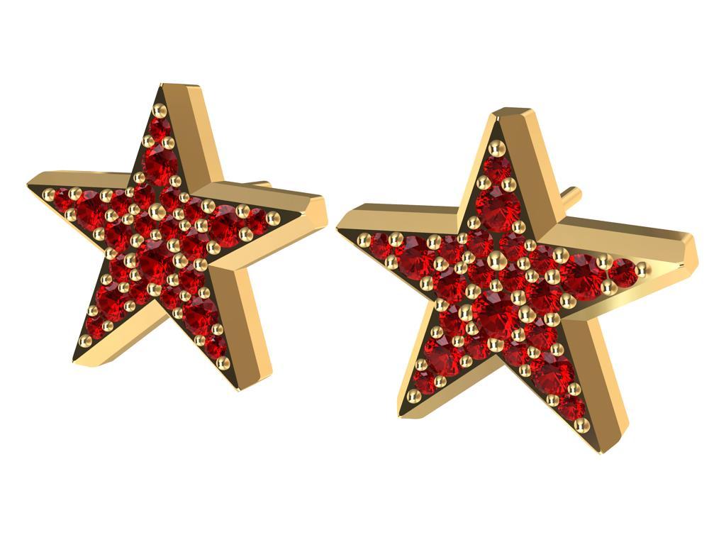 For the Ladies, 18 Karat Yellow Gold  Star Stud Ruby Earrings ,  Now you can catch a falling star and wear them!  This year marks a new era in time for brighter days ahead! Can stars be red as a Ruby?Maybe if it's burning out? So get it before it