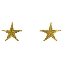 18 Karat Yellow Gold Starfish Stud Earrings