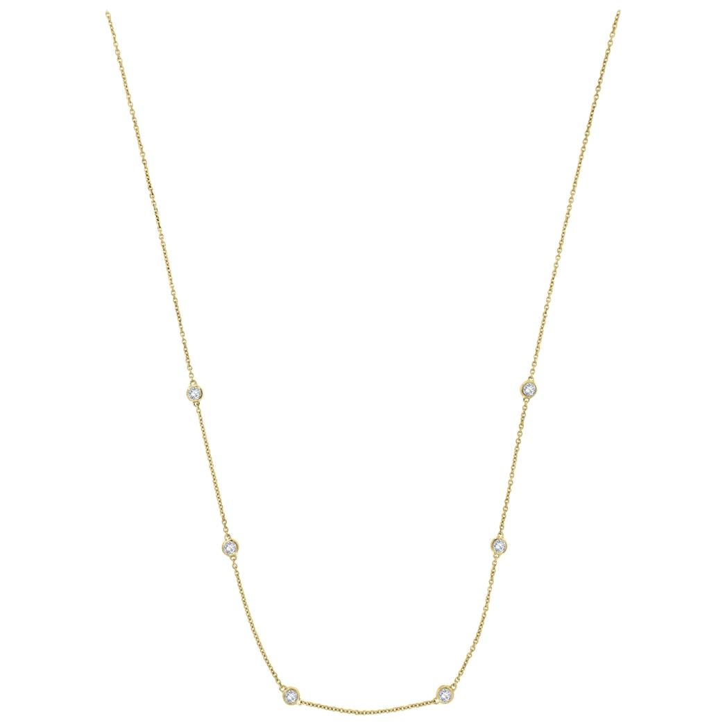 18 Karat Yellow Gold Station Diamond Necklace '1/3 Carat' For Sale