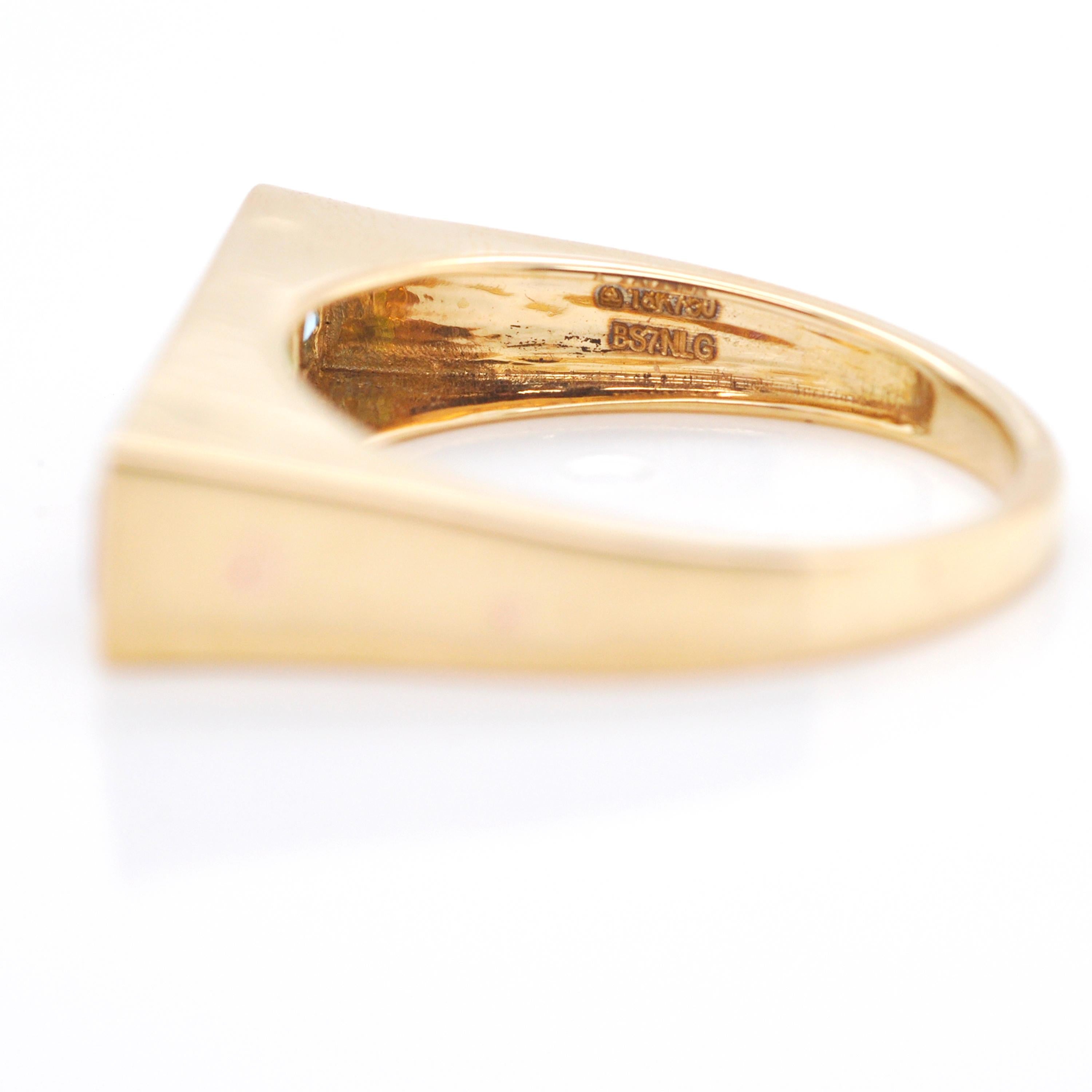 For Sale:  18 Karat Yellow Gold Step Cut Multicolour Gemstones Linear Rainbow Bar Band Ring 6