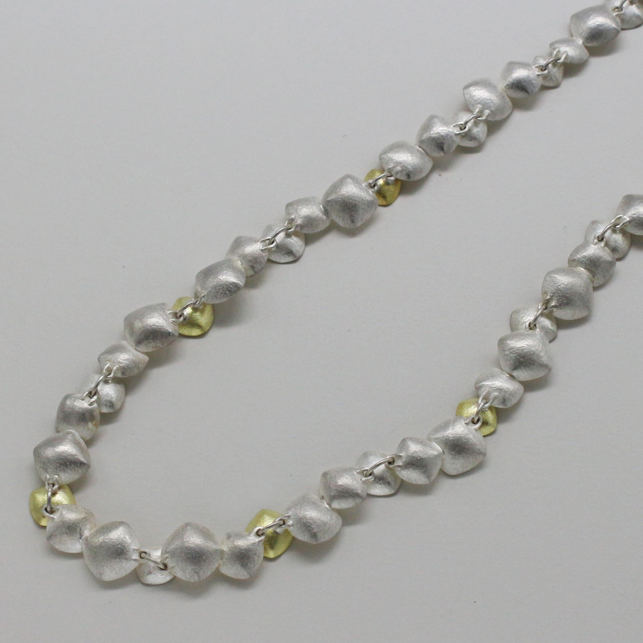 18 Karat Yellow Gold Sterling Silver Combination Choker Necklace, Kayo Saito In New Condition For Sale In Canterbury, Kent