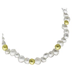 18 Karat Yellow Gold Sterling Silver Combination Choker Necklace, Kayo Saito