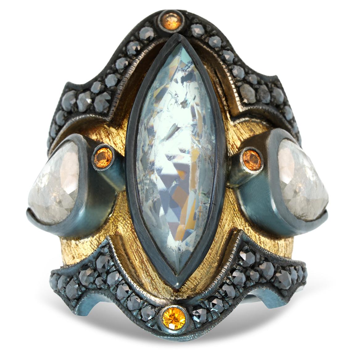 AQUAMARINE MEDIEVAL RING

The Aquamarine Medieval Ring is a one of a kind, elaborate piece. This exquisite ring is truly breathtaking. Timeless and classic yet striking and bold, this stunning ring is an ode to Medieval beauty.

This spectacular