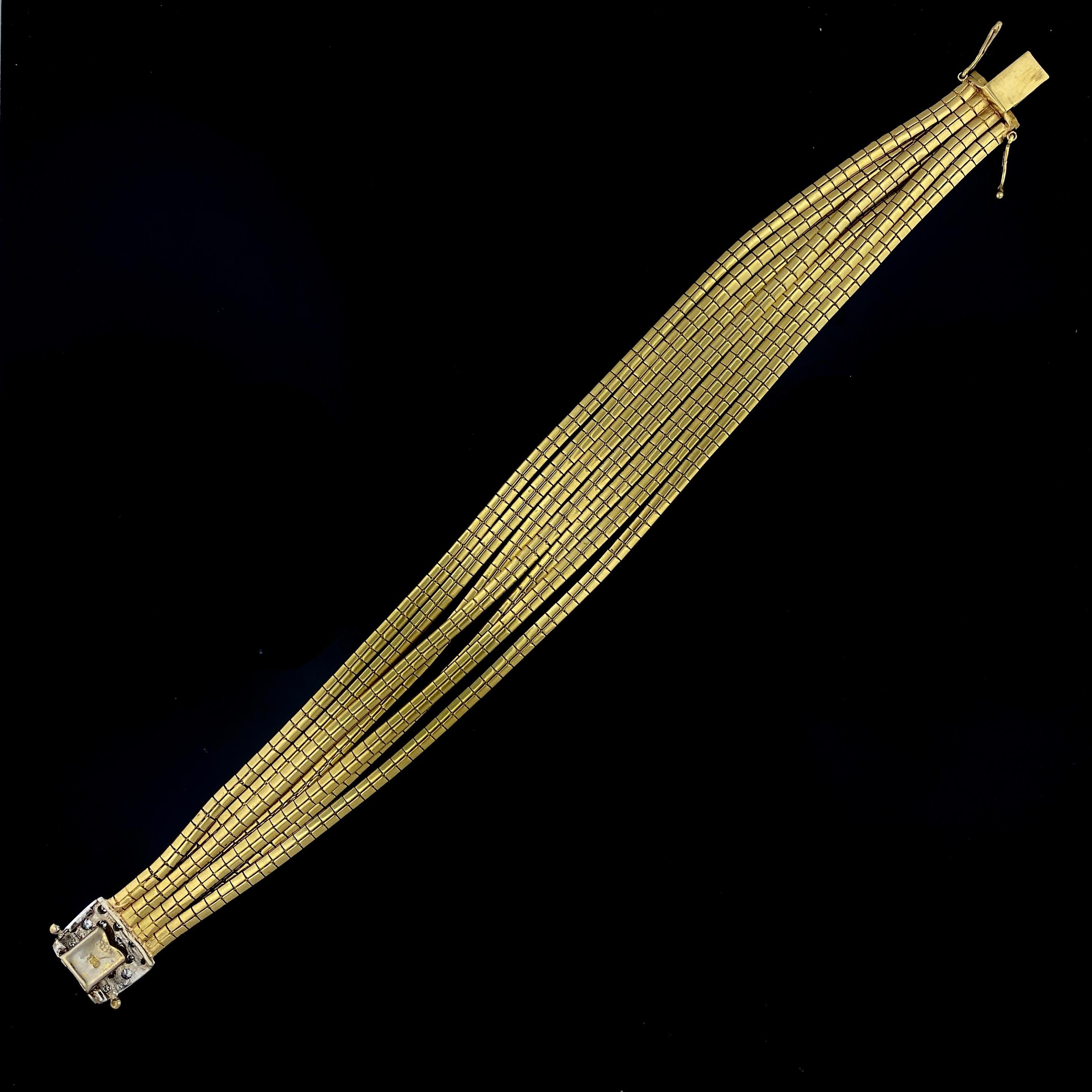 18 Karat Yellow Gold Strand Bracelet For Sale 2