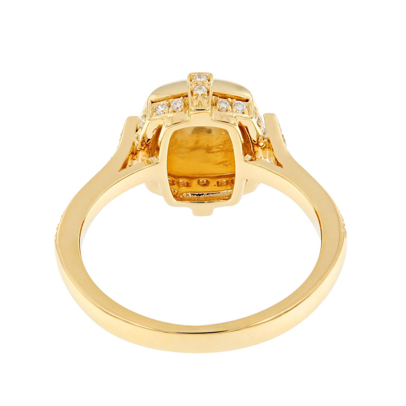 Contemporary 18 Karat Yellow Gold Surgarloaf Pave Diamond Ring by Goshwara For Sale