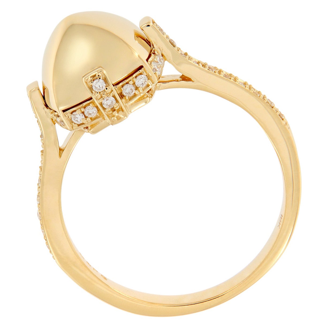 Anello in oro giallo 18 carati Surgarloaf Pave Diamond di Goshwara