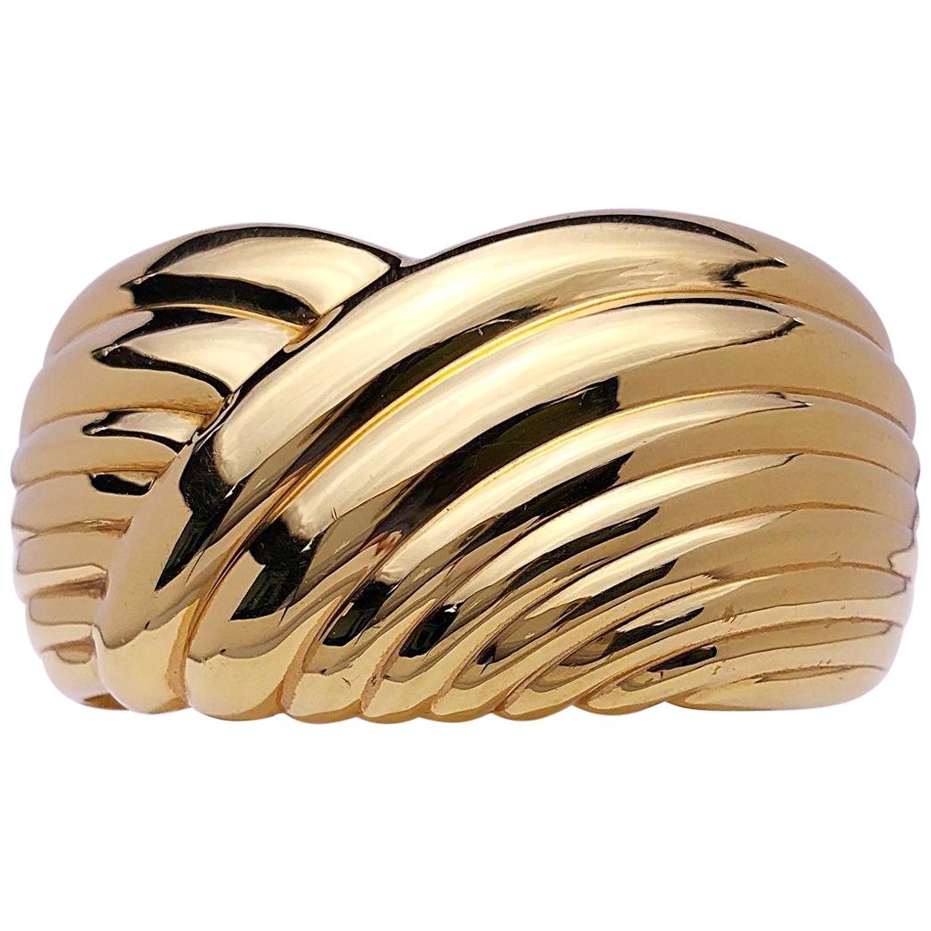 18 Karat Yellow Gold Swirl Cuff Bracelet