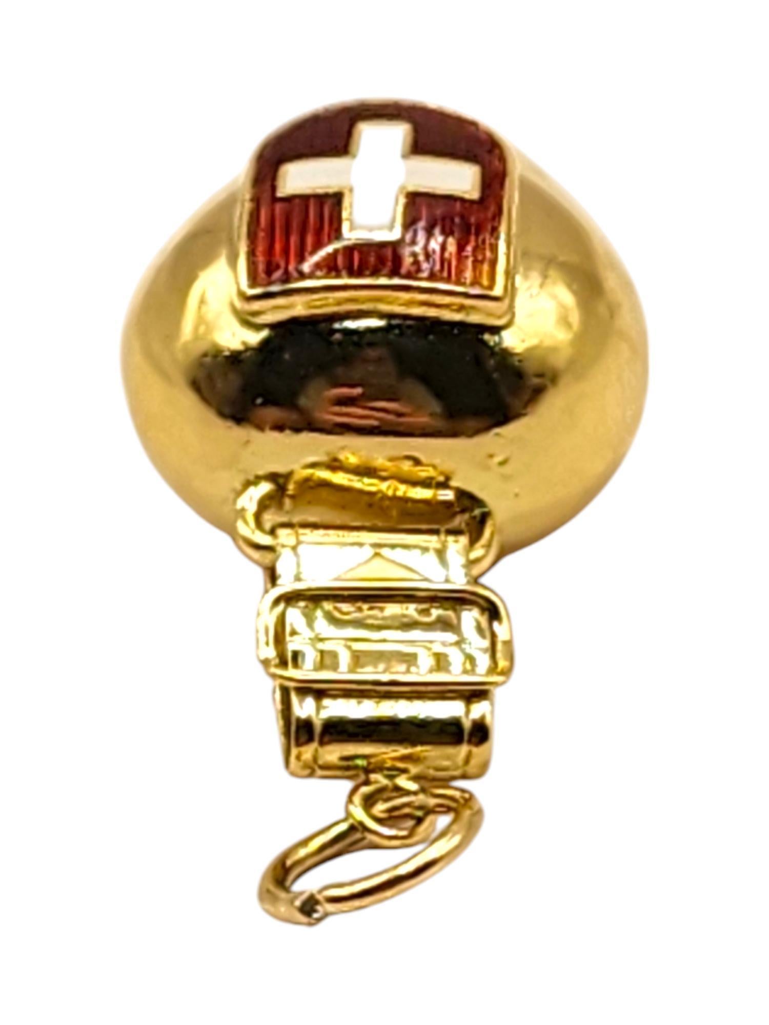18 Karat Yellow Gold Swiss Cow Bell Charm #19983 In Good Condition For Sale In Washington Depot, CT