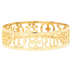 18 Karat Yellow Gold Symbol Bangle Bracelet