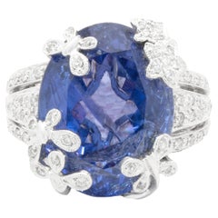 18 Karat White Gold Tanzanite and Diamond Butterfly Ring