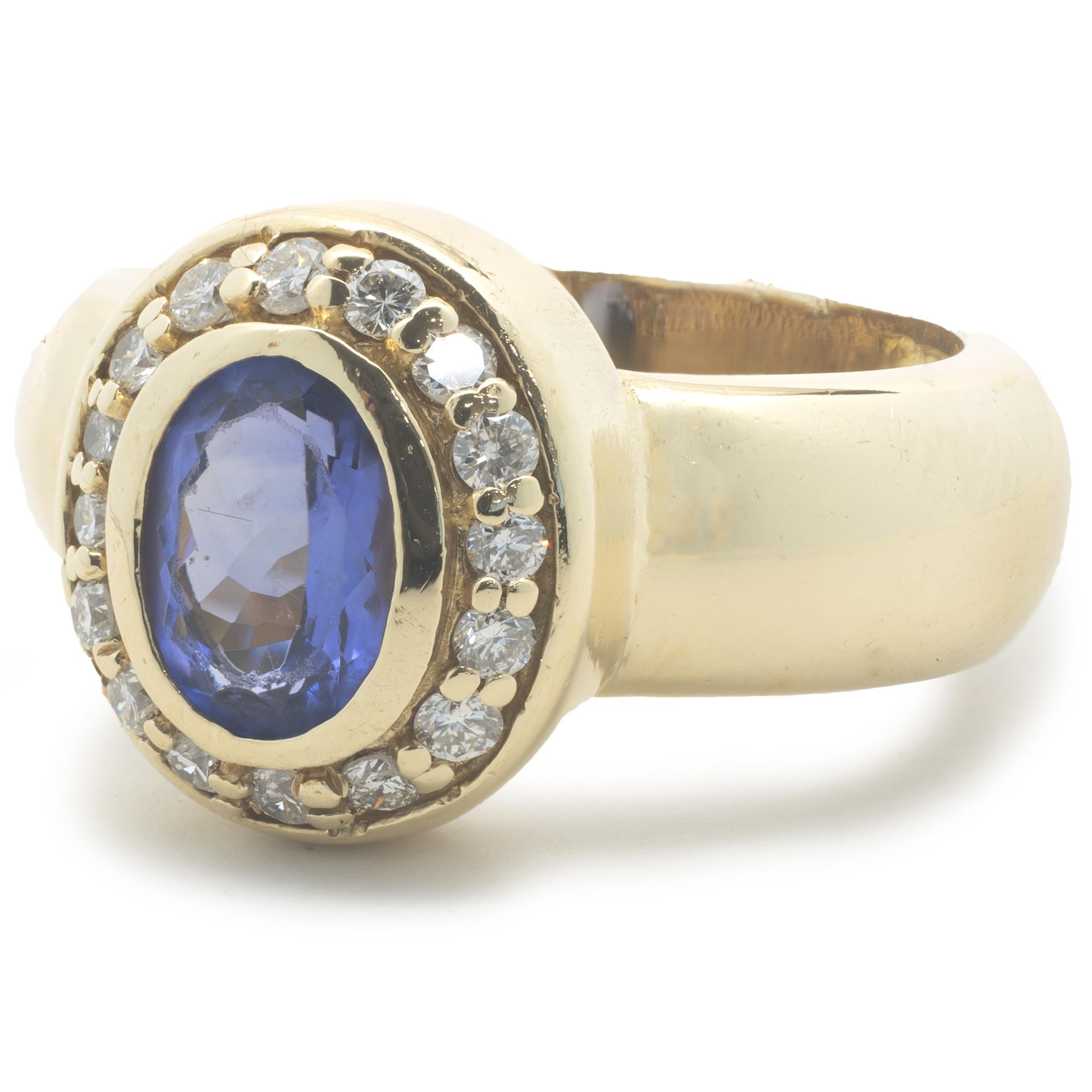 18 Karat Gelbgold Tansanit und Diamant-Ring im Zustand „Hervorragend“ im Angebot in Scottsdale, AZ