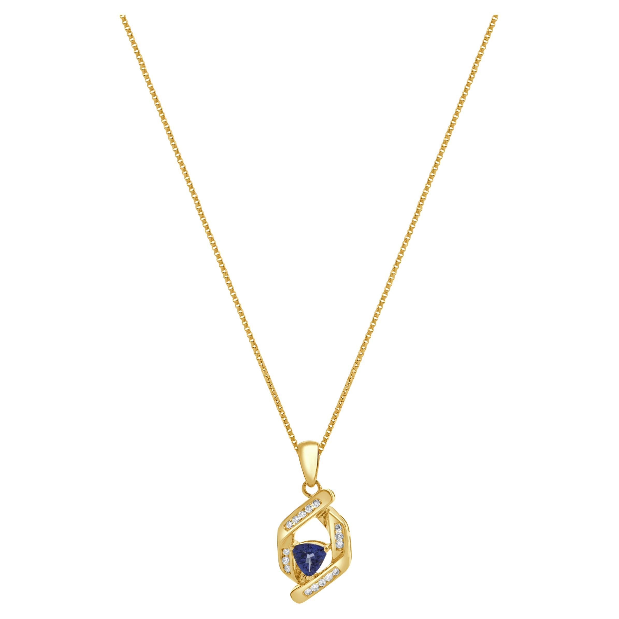 18 Karat Yellow Gold Tanzanite and Diamond Wrap Necklace For Sale