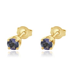 Orecchini con borchie di tanzanite in oro giallo 18 carati