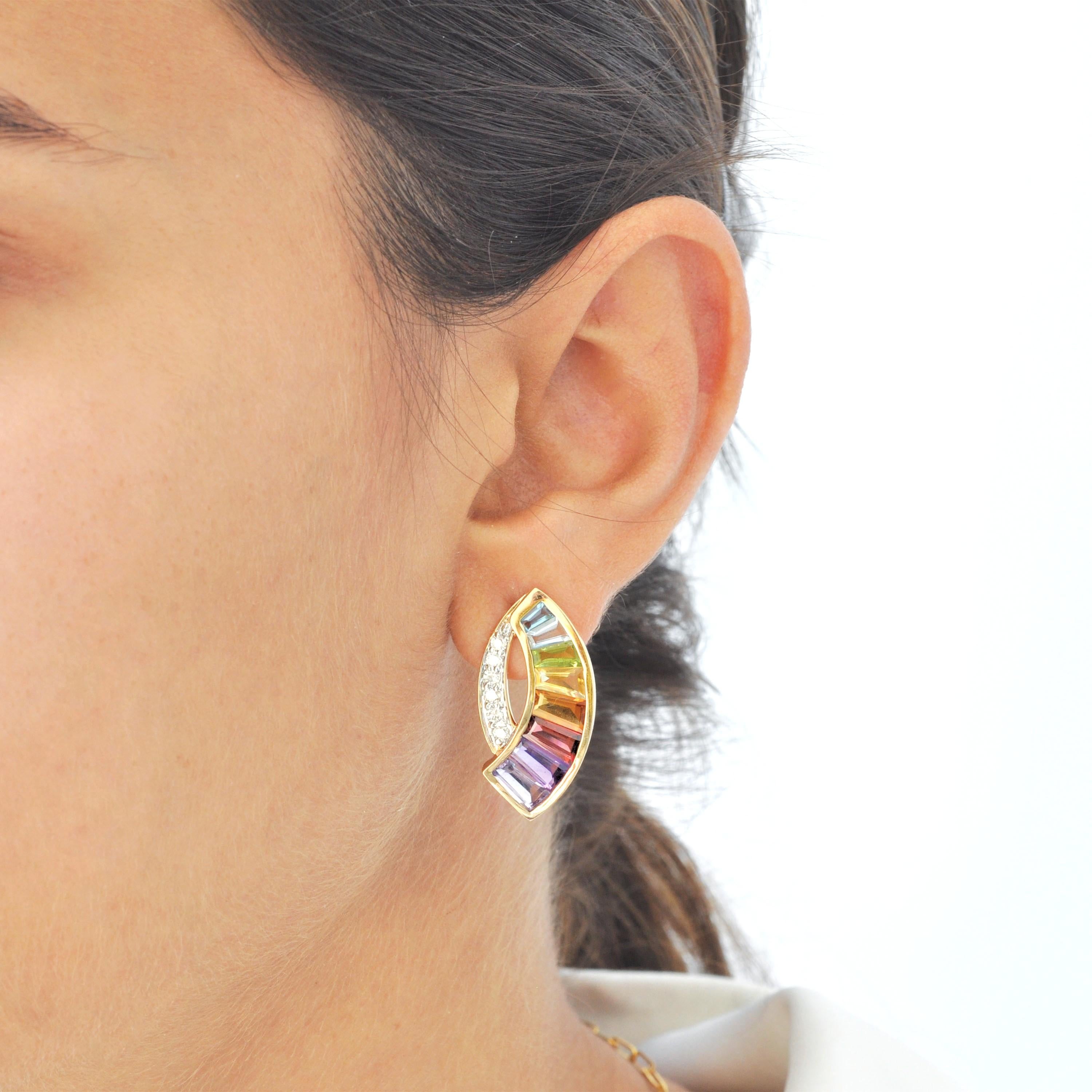 rainbow diamond earrings